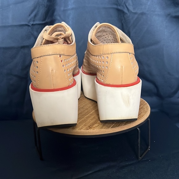 Jil sander Navy Platform Lace up Shoes size 9. Leather perforated shoe - Picture 7 of 8